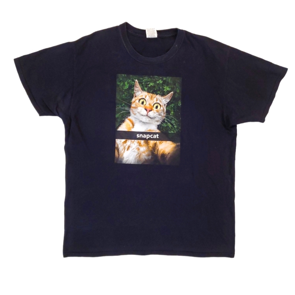 Snapcat Men's Black Humor Funny‎ Cat Short Sleeve T-Shirt Large